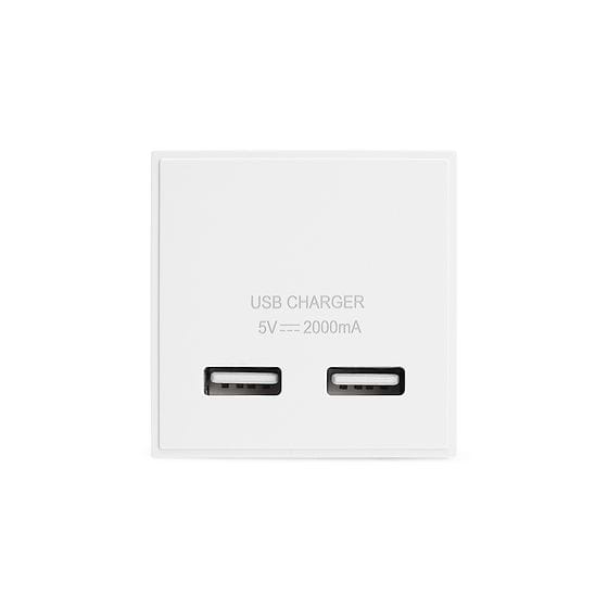 White USB Charger 2 Gang EM-Euro Module