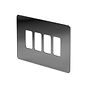 The Connaught Collection Black Nickel Flat Plate 4 Gang RM Rectangular Module Grid Switch Plate