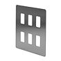 The Lombard Collection Brushed Chrome Flat Plate 6 Gang RM Rectangular Module Grid Switch Plate