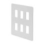 The Eldon Collection White Metal Flat Plate 6 Gang RM Rectangular Module Grid Switch Plate