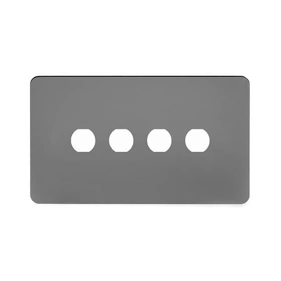 The Connaught Collection Black Nickel Flat Plate 4 Gang CM Circular Module Grid Switch Plate