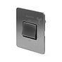 The Lombard Collection Brushed Chrome Flat Plate 10A 1 Gang 1 Way 3-Pole Extractor Fan Isolator Switch Blk Ins Screwless