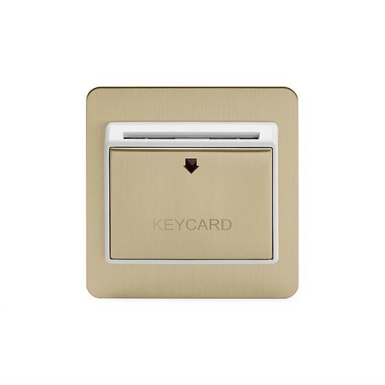 The Savoy Collection Brushed Brass 32A Key Card Switch With White Insert