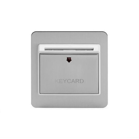 The Lombard Collection Brushed Chrome 32A Key Card Switch With White Insert