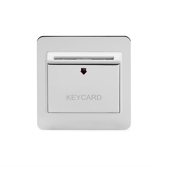 The Finsbury Collection Flat Plate Polished Chrome 32A Key Card Switch With White Insert