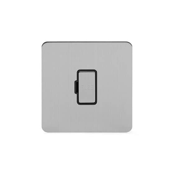 Soho Lighting Brushed Chrome Flat Plate 13A Unswitched Fuse Connection Unit Blk Ins Screwless