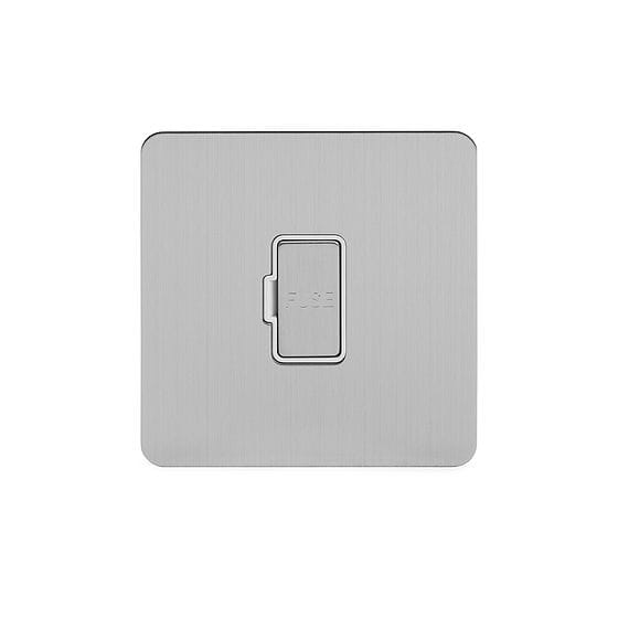 Soho Lighting Brushed Chrome Flat Plate 13A Unswitched Fuse Connection Unit Wht Ins Screwless