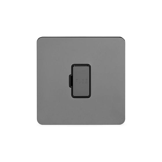 Soho Lighting Black Nickel Flat Plate 13A Unswitched Fuse Connection Unit Blk Ins Screwless
