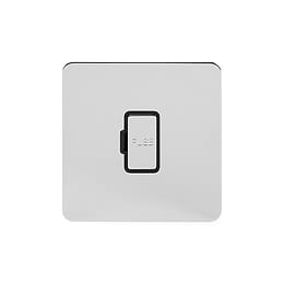Soho Lighting Polished Chrome Flat Plate 13A Unswitched Fuse Connection Unit Blk Ins Screwless