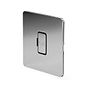 The Finsbury Collection Polished Chrome Flat Plate 13A Unswitched Fused Connection Unit (FCU) Blk Ins Screwless