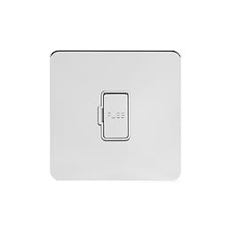 Soho Lighting Polished Chrome Flat Plate 13A Unswitched Fuse Connection Unit Wht Ins Screwless
