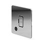 The Finsbury Collection Polished Chrome Flat Plate 13A Unswitched Fused Connection Unit (FCU) Flex Outlet Blk Ins Screwless