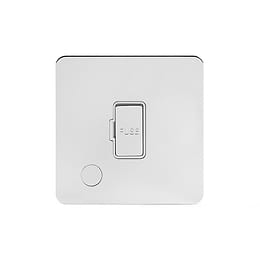 Soho Lighting Polished Chrome Flat Plate 13A Unswitched Connection Unit Flex Outlet Wht Ins Screwless