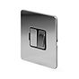 The Finsbury Collection Polished Chrome Flat Plate 13A Switched Fused Connection Unit (FCU) Blk Ins Screwless