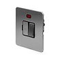 The Lombard Collection Brushed Chrome Flat Plate 13A Switched Fused Connection Unit (FCU) With Neon Blk Ins Screwless