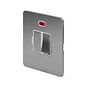 The Lombard Collection Brushed Chrome Flat Plate 13A Switched Fused Connection Unit (FCU) With Neon Wht Ins Screwless