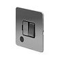 The Lombard Collection Brushed Chrome Flat Plate 13A Switched Fused Connection Unit (FCU) Flex Outlet Blk Ins Screwless