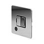 The Finsbury Collection Polished Chrome Flat Plate 13A Switched Fused Connection Unit (FCU) Flex Outlet Blk Ins Screwless