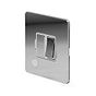 The Finsbury Collection Polished Chrome Flat Plate 13A Switched Fused Connection Unit (FCU) Flex Outlet Wht Ins Screwless