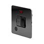 The Connaught Collection Black Nickel Flat Plate 13A Switched Fused Connection Unit (FCU) Flex Outlet With Neon Blk Ins Screwless