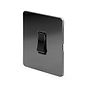 The Connaught Collection Black Nickel Flat Plate 20A 1 Gang Double Pole Switch Blk Ins Screwless