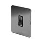 The Finsbury Collection Polished Chrome Flat Plate 20A 1 Gang Double Pole Switch Blk Ins Screwless