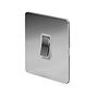 The Finsbury Collection Polished Chrome Flat Plate 20A 1 Gang Double Pole Switch Wht Ins Screwless