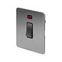 The Lombard Collection Brushed Chrome Flat Plate 20A 1 Gang Double Pole Switch With Neon Blk Ins Screwless