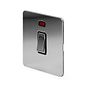 The Finsbury Collection Polished Chrome Flat Plate 20A 1 Gang Double Pole Switch With Neon Blk Ins Screwless