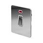 The Finsbury Collection Polished Chrome Flat Plate 20A 1 Gang Double Pole Switch With Neon Wht Ins Screwless