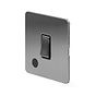 The Lombard Collection Brushed Chrome Flat Plate 20A 1 Gang Double Pole Switch Flex Outlet Blk Ins Screwless