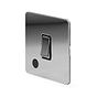 The Finsbury Collection Polished Chrome Flat Plate 20A 1 Gang Double Pole Switch Flex Outlet Blk Ins Screwless
