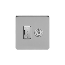 Soho Lighting Brushed Chrome Flat Plate Toggle Switched Fused Connection Unit (FCU) 13A Black Inserts