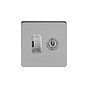 Soho Lighting Brushed Chrome Flat Plate Toggle Switched Fused Connection Unit (FCU) 13A White Inserts