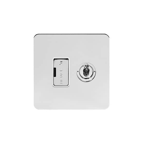 Soho Lighting Polished Chrome Flat Plate Toggle Switched Fused Connection Unit (FCU) 13A White Inserts