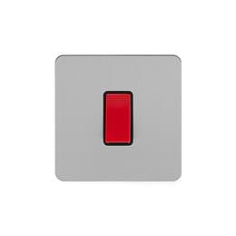 Soho Lighting Brushed Chrome Flat Plate 45A 1 Gang Double Pole Switch