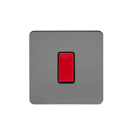 Soho Lighting Black Nickel Flat Plate 45A 1 Gang Double Pole Switch