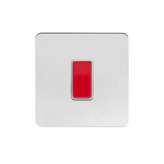 Soho Lighting Polished Chrome Flat Plate 45A 1 Gang Double Pole Switch