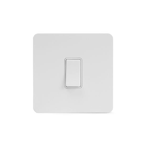 The Eldon Collection White Metal Flat Plate 45A 1 Gang Double Pole Switch, Single Plate  Wht Ins Screwless