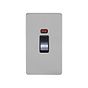 The Lombard Collection Brushed Chrome Flat Plate 45A 1 Gang Double Pole Switch With Neon, Large Plate Blk Ins Screwless