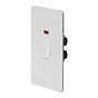 The Eldon Collection White Metal Flat Plate 45A 1 Gang Double Pole Switch With Neon, Large Plate Wht Ins Screwless