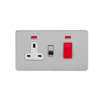 Soho Lighting Brushed Chrome Flat Plate 45A Cooker Control Unit With Neon Wht Ins Screwless