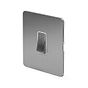 The Lombard Collection Brushed Chrome Flat Plate 10A 1 Gang 2 Way Switch Wht Ins Screwless