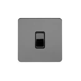 Soho Lighting Black Nickel Flat Plate 10A 1 Gang 2 Way Switch Blk Ins Screwless