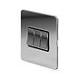 The Finsbury Collection Polished Chrome Flat Plate 10A 3 Gang 2 Way Switch Blk Ins Screwless