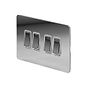 The Finsbury Collection Polished Chrome Flat Plate 10A 4 Gang 2 Way Switch Wht Ins Screwless