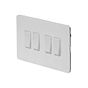 The Eldon Collection White Metal Flat Plate 10A 4 Gang 2 Way Switch Wht Ins Screwless