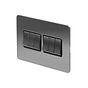 The Lombard Collection Brushed Chrome Flat Plate 10A 6 Gang 2 Way Switch Blk Ins Screwless