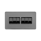 Soho Lighting Black Nickel Flat Plate 10A 6 Gang 2 Way Switch Blk Ins Screwless