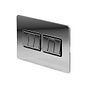 The Finsbury Collection Polished Chrome Flat Plate 10A 6 Gang 2 Way Switch Blk Ins Screwless
